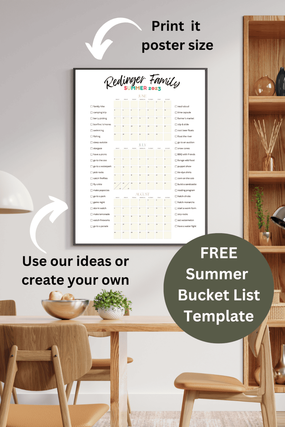 Family Summer Bucket List Poster Template {Free Printable}