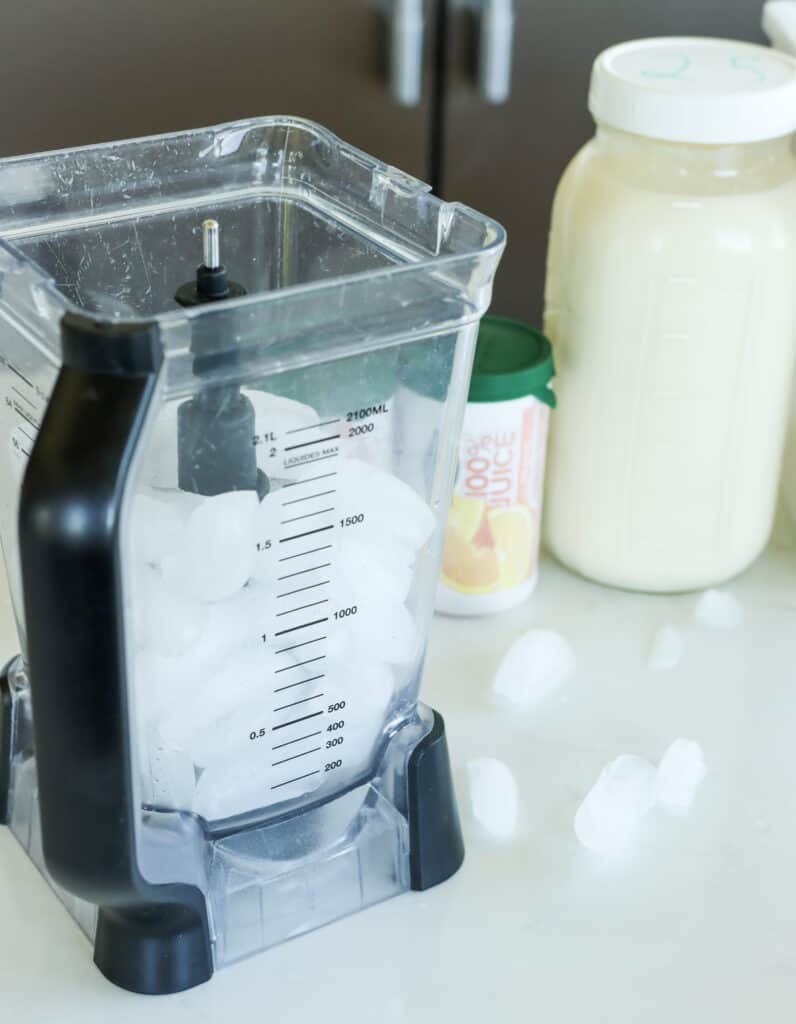 ice cubes in a blender