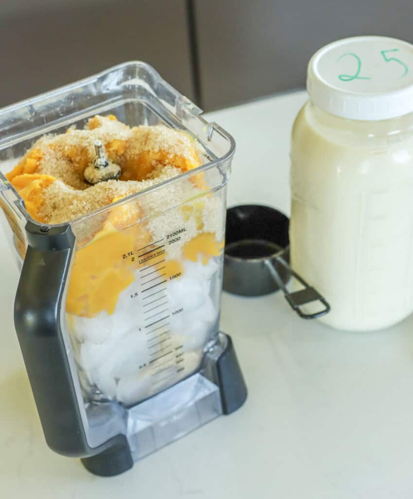 orange julius ingredients in a belnder
