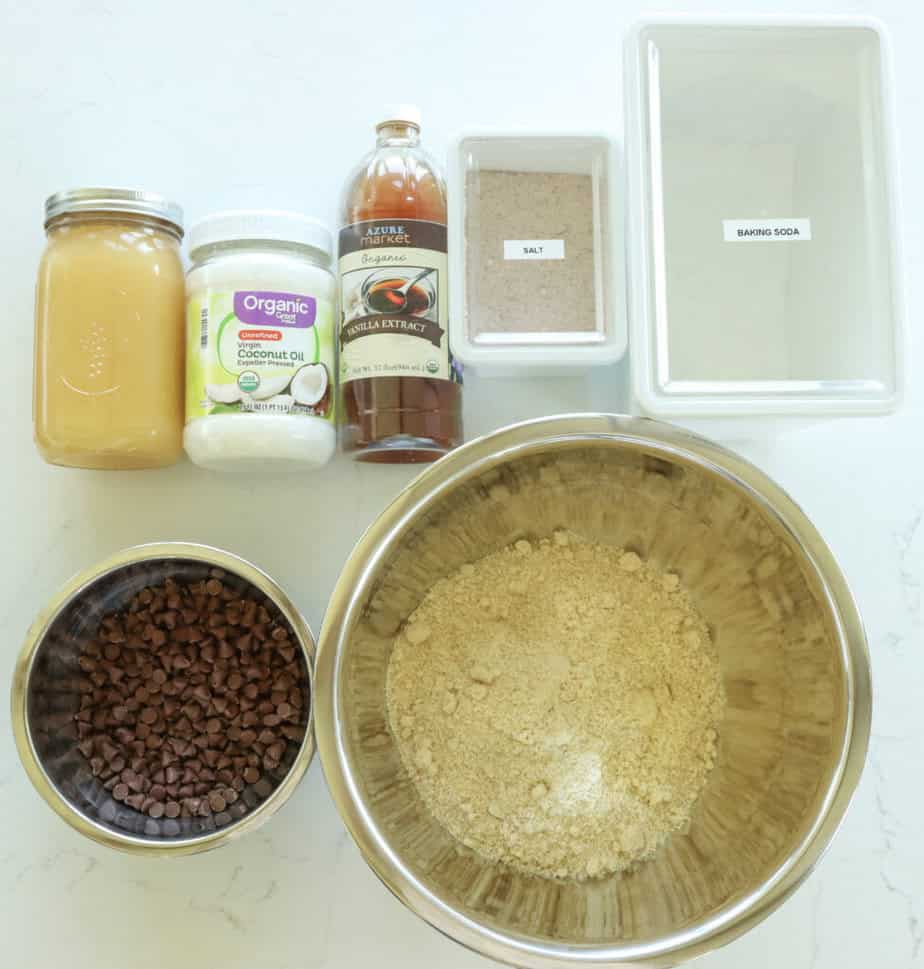 ingredients for gluten free dairy free chocolate chip cookies