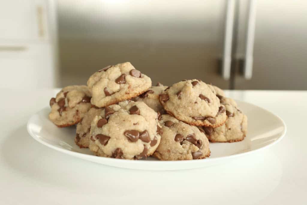 plate of gluten free dairy free chocolate chip cookies