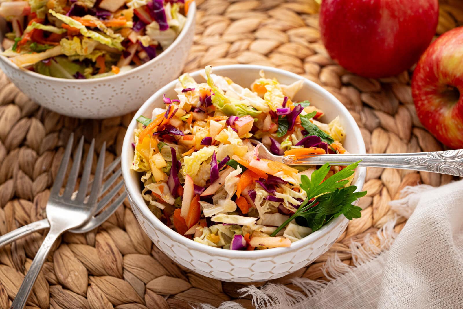 apple pineapple coleslaw at a bbq