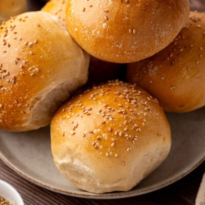 sourdough burger buns on a plate