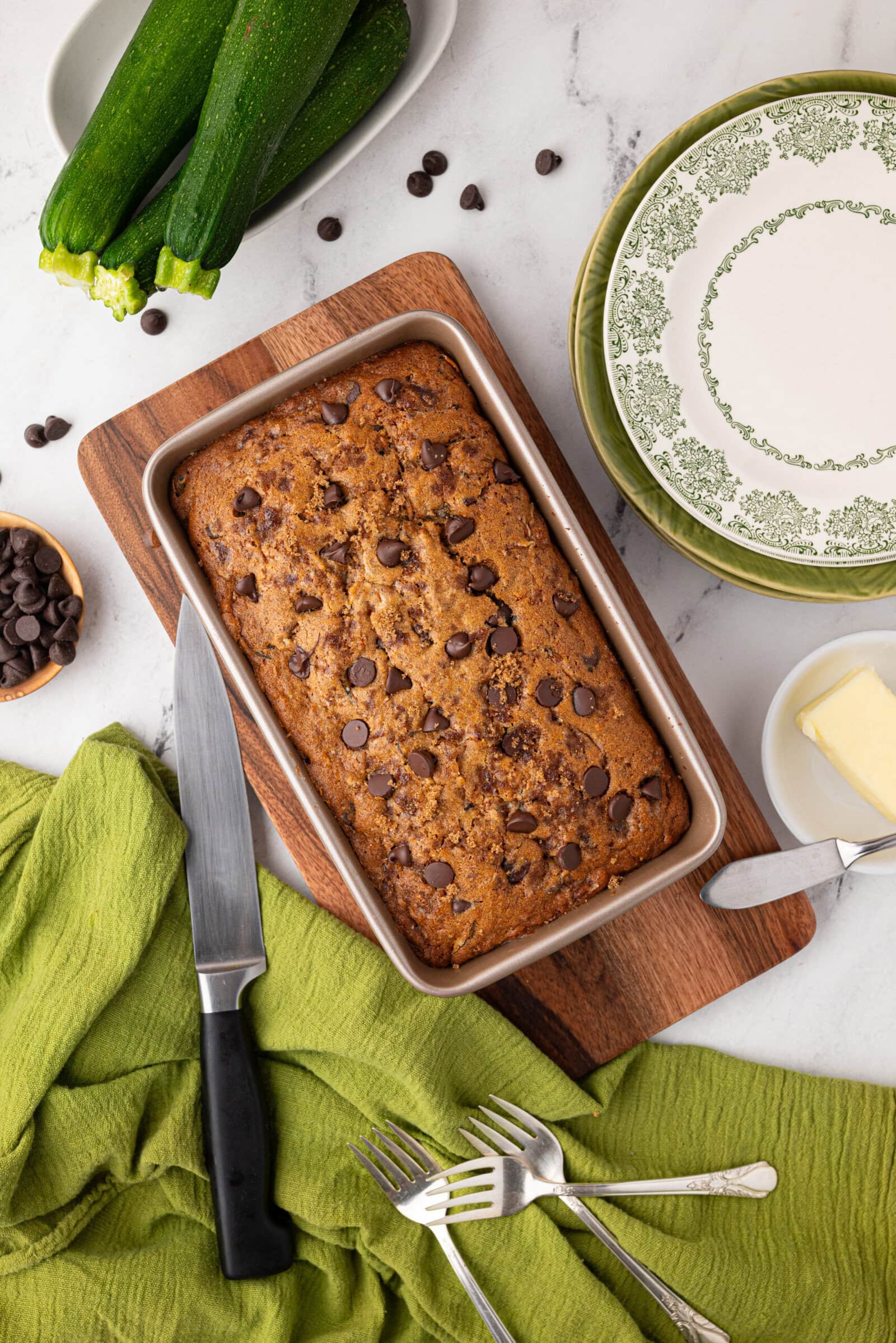 sourdough zucchini bread fresh out of the oven