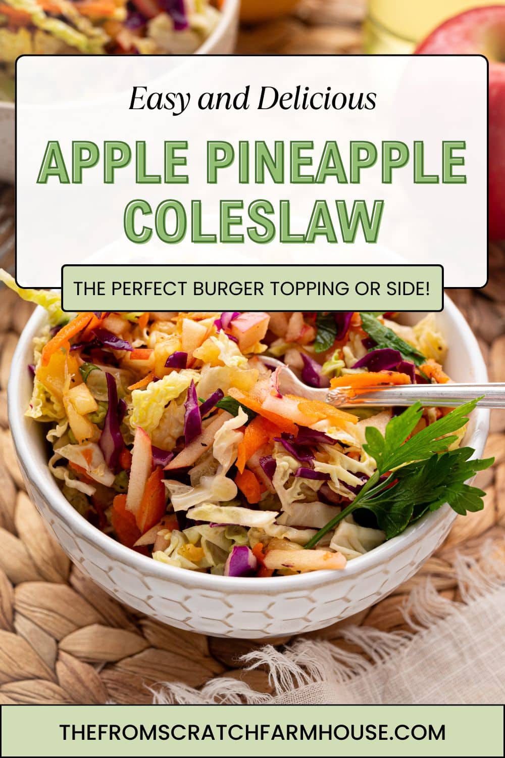 apple pineapple coleslaw in a bowl