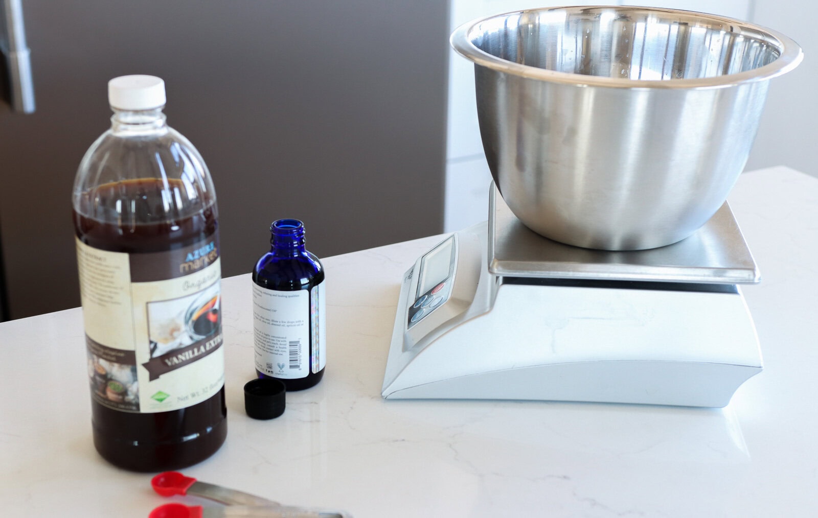 measuring ingredients for homemade tallow balm