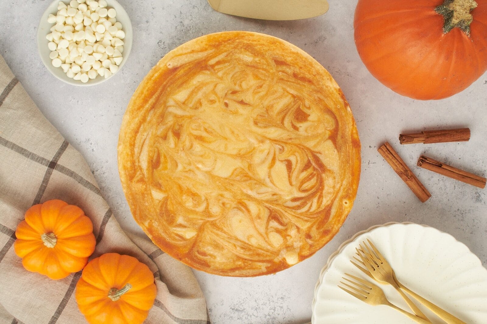 white pumpkin chocolate cheesecake from scratch